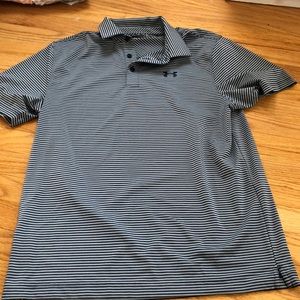 Grey and navy striped Under Armour polo